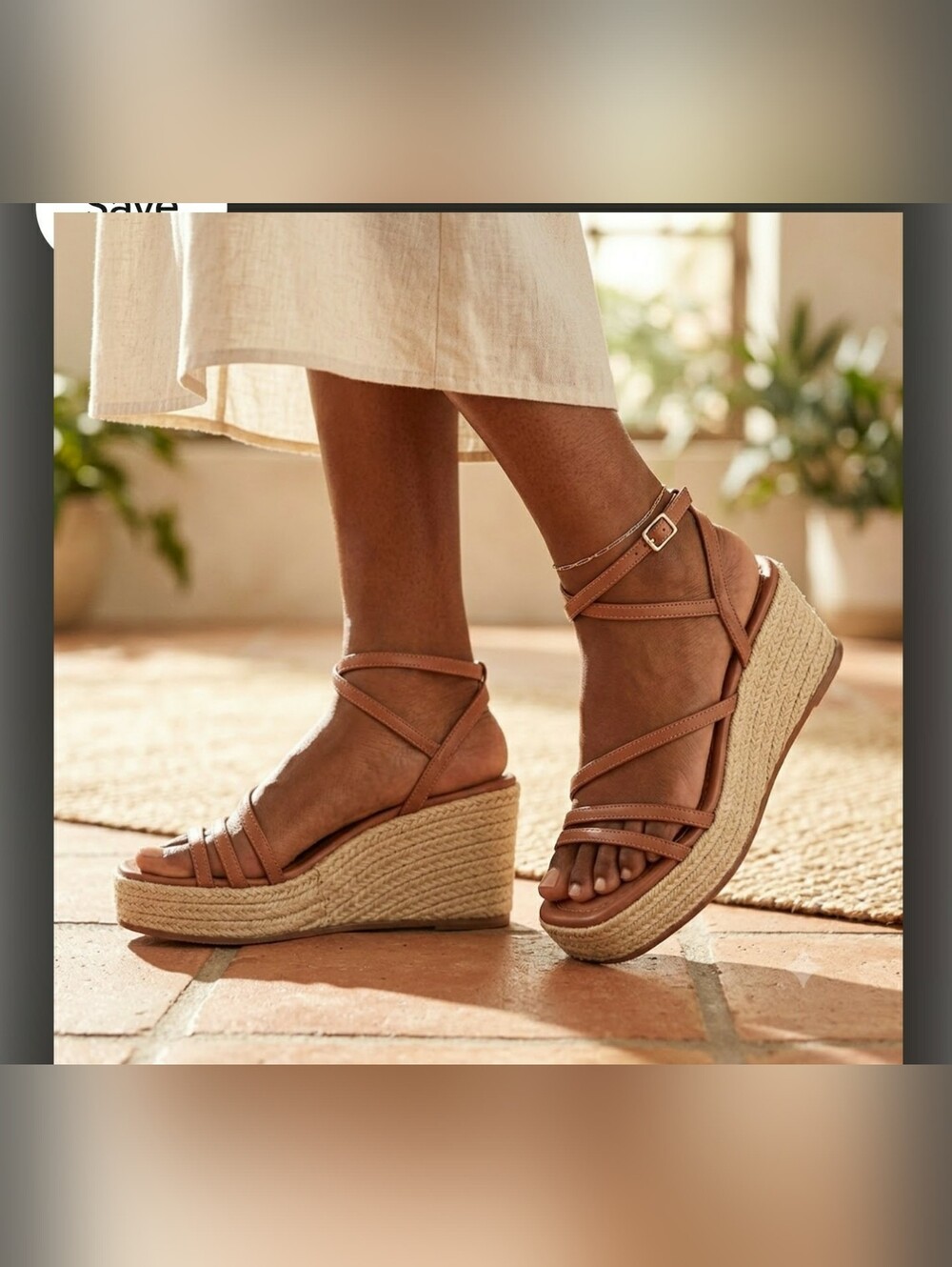 Boho Chunky Platform Wedge Sandals Leather Strappy Espadrilles Size 10 New